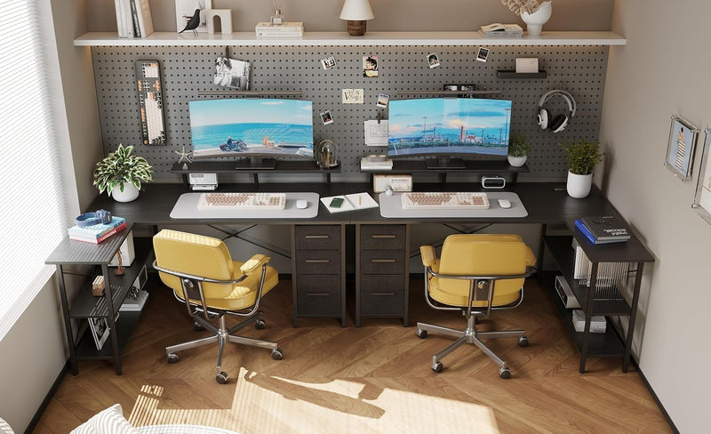Corner Computer Desk with Drawers Reversible L