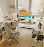 Corner Computer Desk with Drawers Reversible L