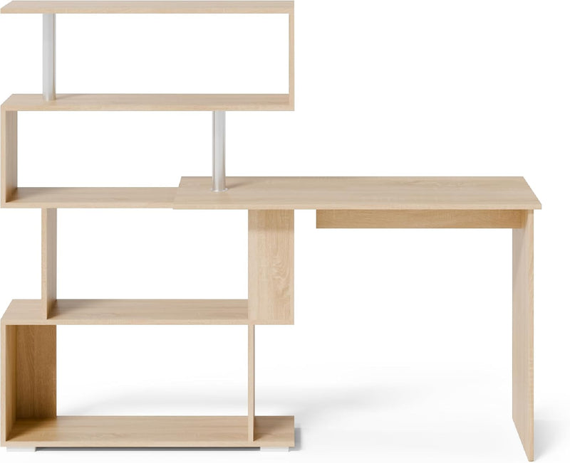 Corner Desk L Shaped with Rotatable Storage Shelves
