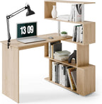 Corner Desk L Shaped with Rotatable Storage Shelves