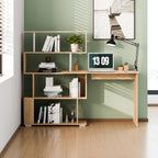 Corner Desk L Shaped with Rotatable Storage Shelves