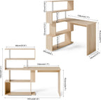 Corner Desk L Shaped with Rotatable Storage Shelves