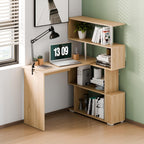 Corner Desk L Shaped with Rotatable Storage Shelves