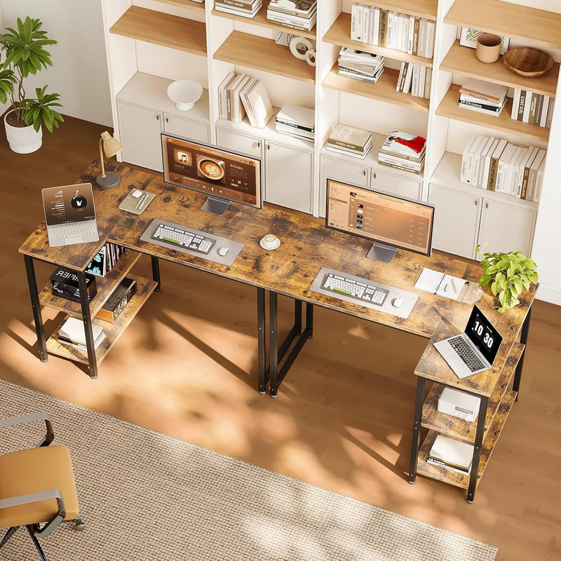 Corner Desk L-Table with Shelves
