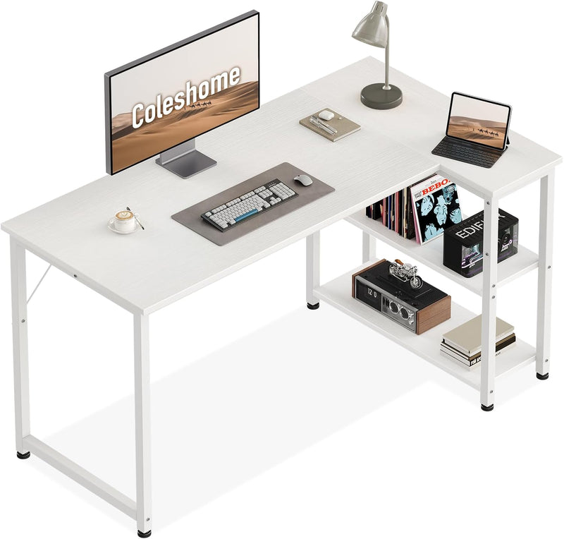 Corner Desk L-Table with Shelves 120x70CM