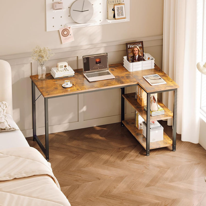 Corner Desk L-Table with Shelves 120x70CM
