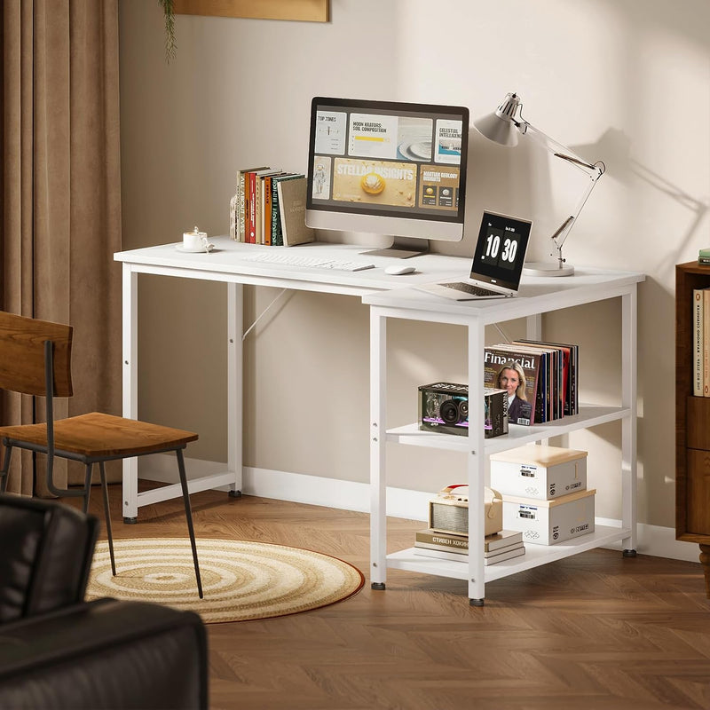 Corner Desk L-Table with Shelves 120x70CM