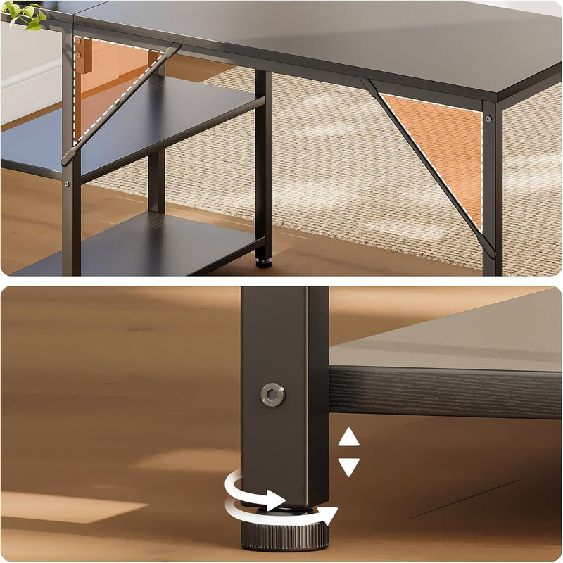Corner Desk L-Table with Shelves 120x70CM