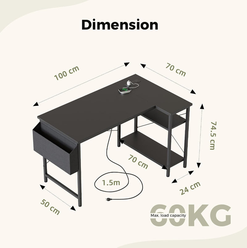 Corner Desk W. Power Outlets