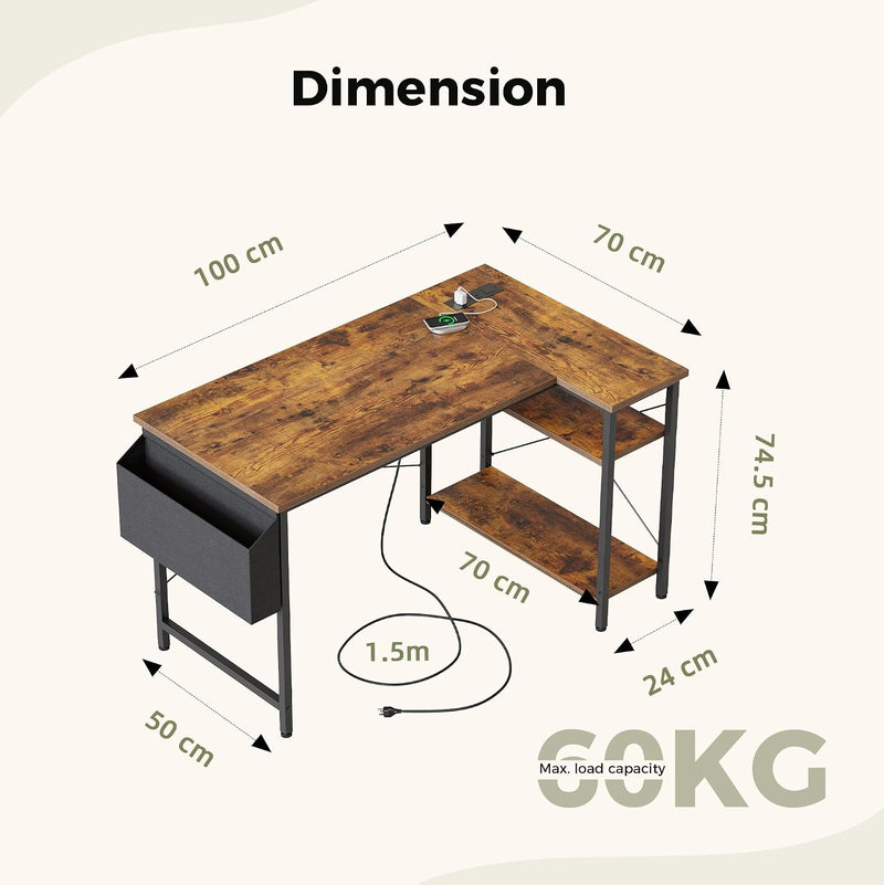 Corner Desk W. Power Outlets