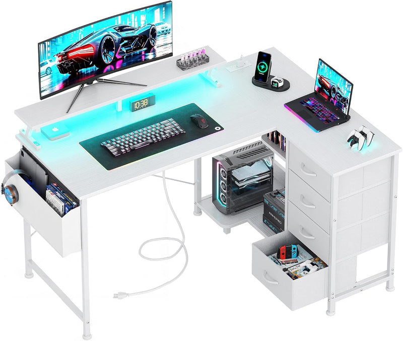 Corner Desk with 4 Drawers L Shaped Computer
