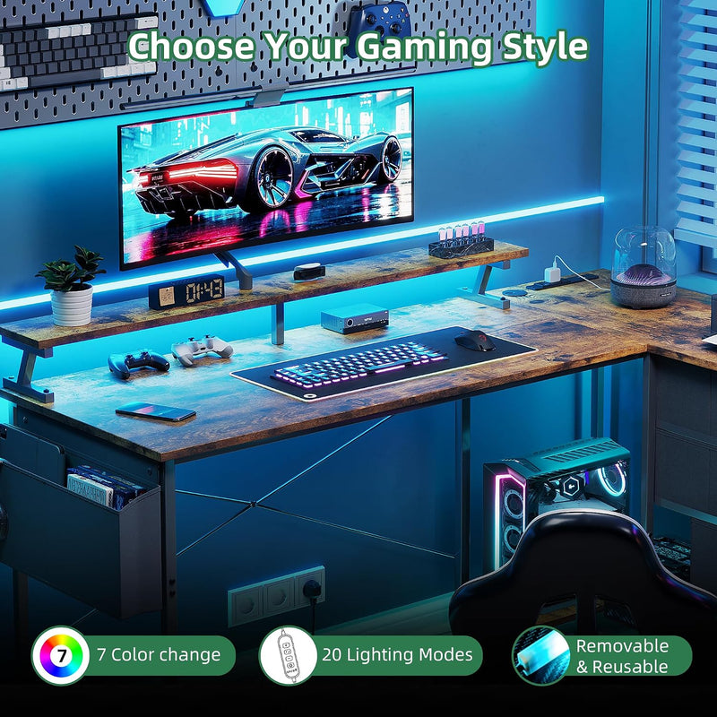 Corner Desk with 4 Drawers L Shaped Computer