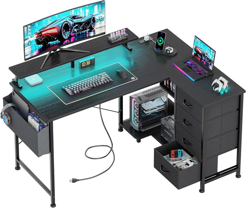 Corner Desk with 4 Drawers L Shaped Computer