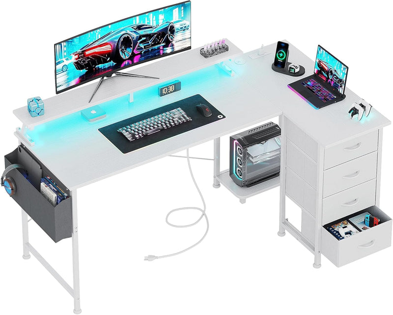 Corner Desk with 4 Drawers L Shaped Computer
