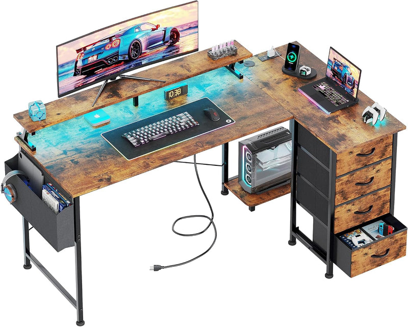 Corner Desk with 4 Drawers L Shaped Computer