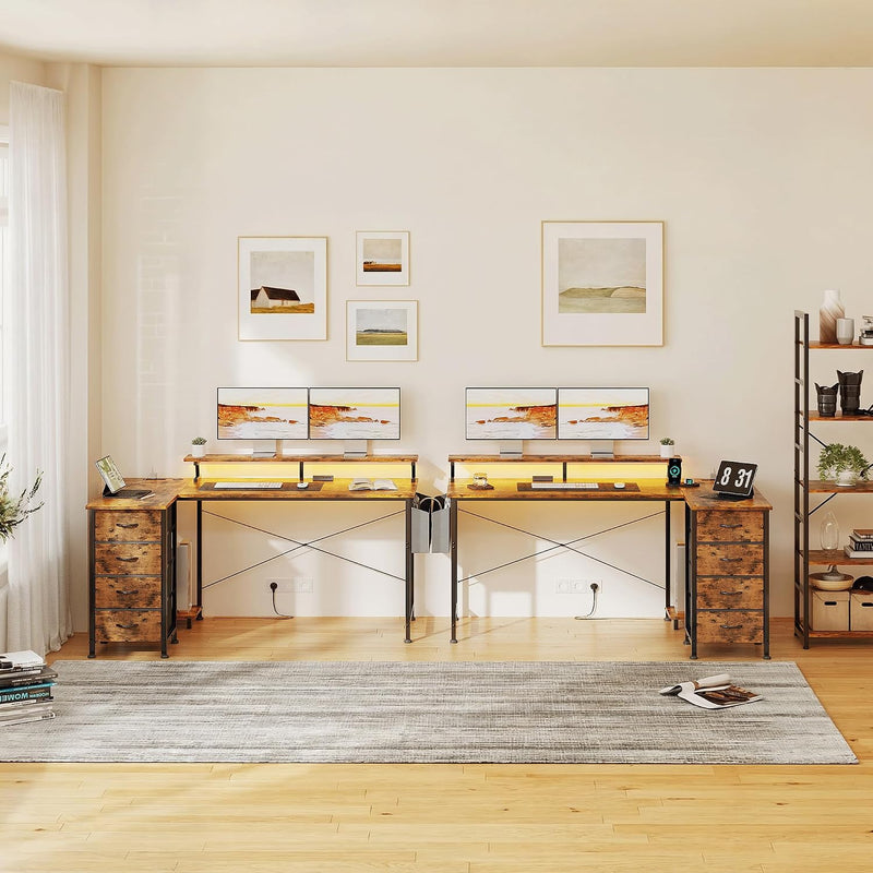Corner Desk with 4 Drawers L Shaped Computer
