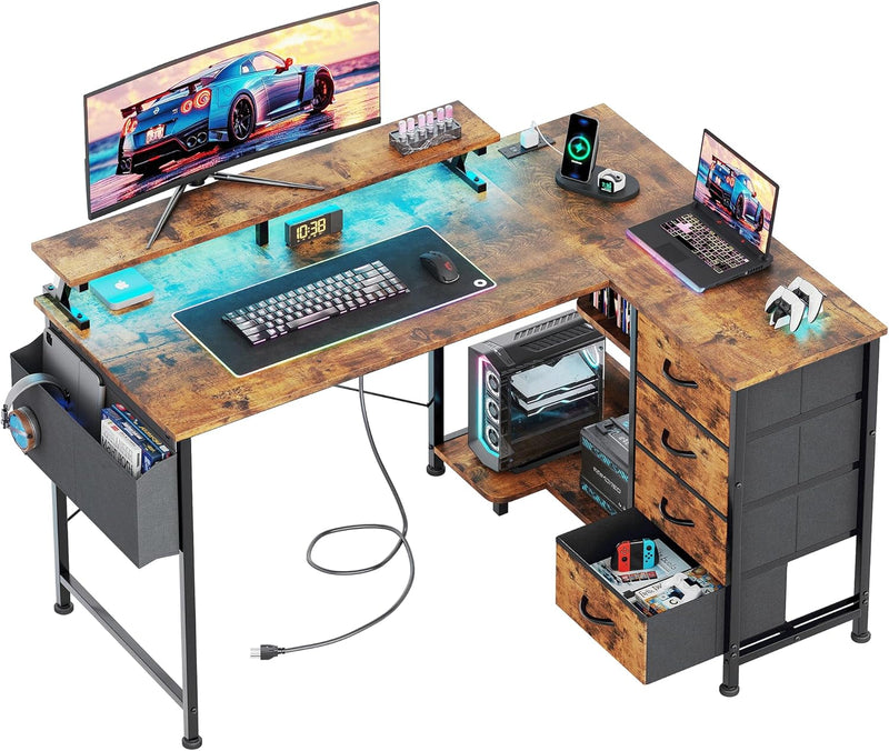 Corner Desk with 4 Drawers L Shaped Computer