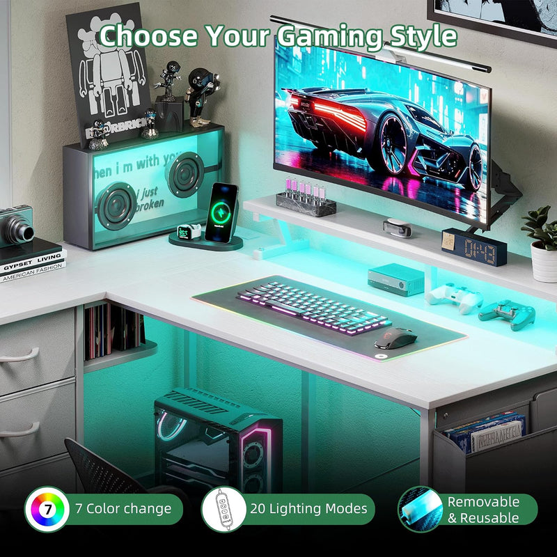 Corner Desk with 4 Drawers L Shaped Computer