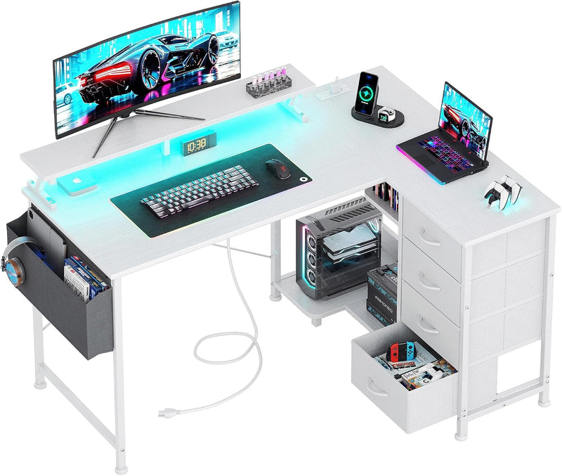 Corner Desk with 4 Drawers L Shaped Computer