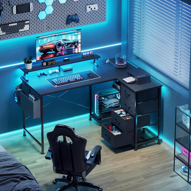 Corner Desk with 4 Drawers L Shaped Computer
