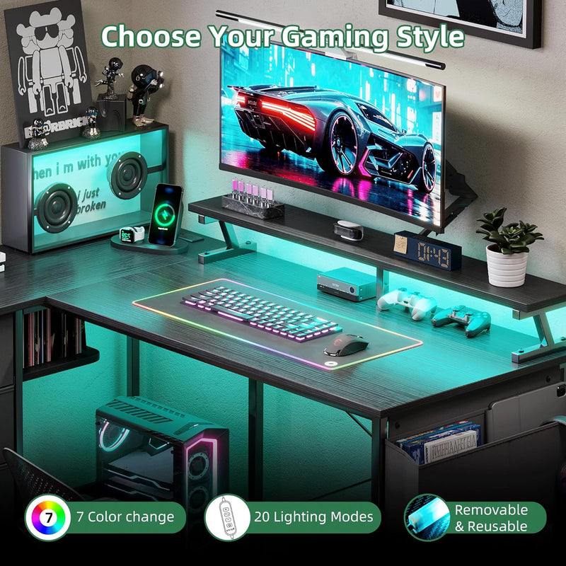 Corner Desk with 4 Drawers L Shaped Computer