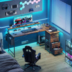 Corner Desk with 4 Drawers L Shaped Computer