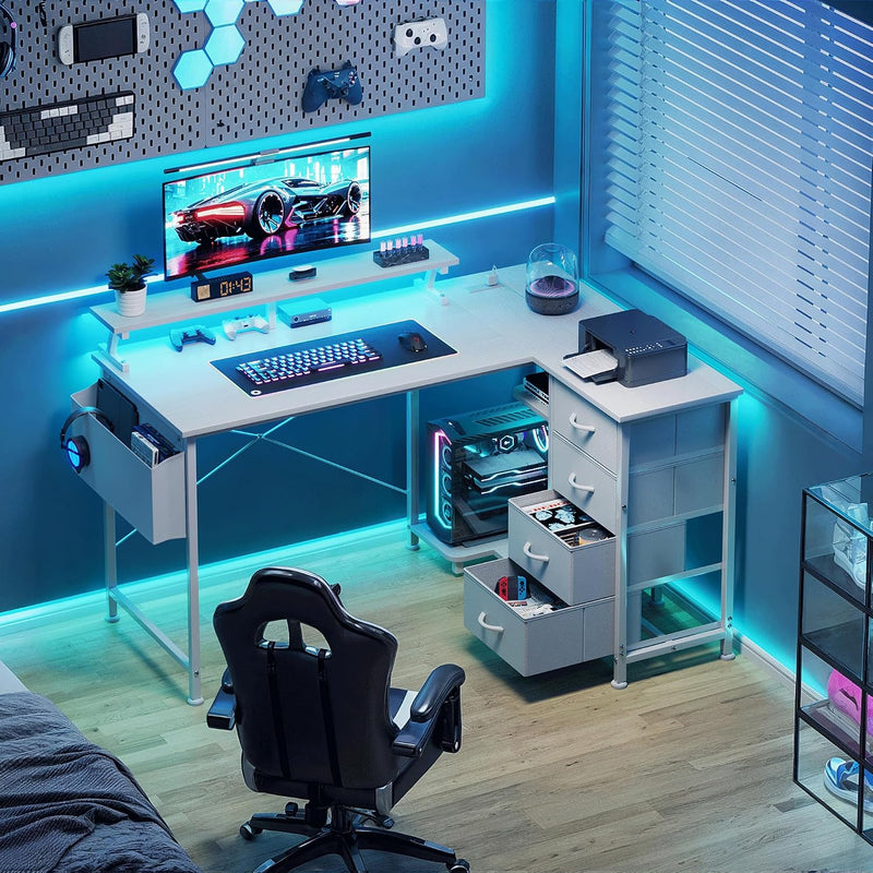 Corner Desk with 4 Drawers L Shaped Computer