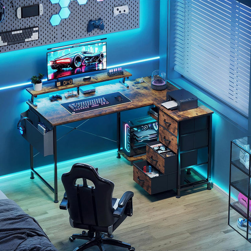 Corner Desk with 4 Drawers L Shaped Computer