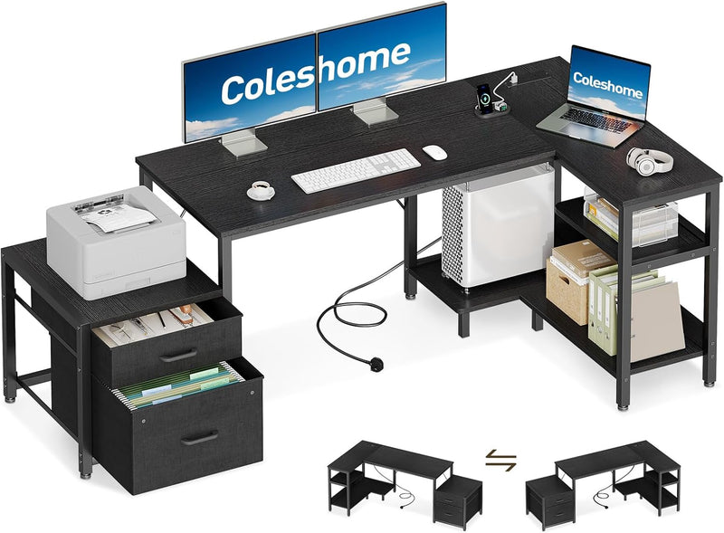 Corner Desk with Drawers 160x80CM L Shaped Computer