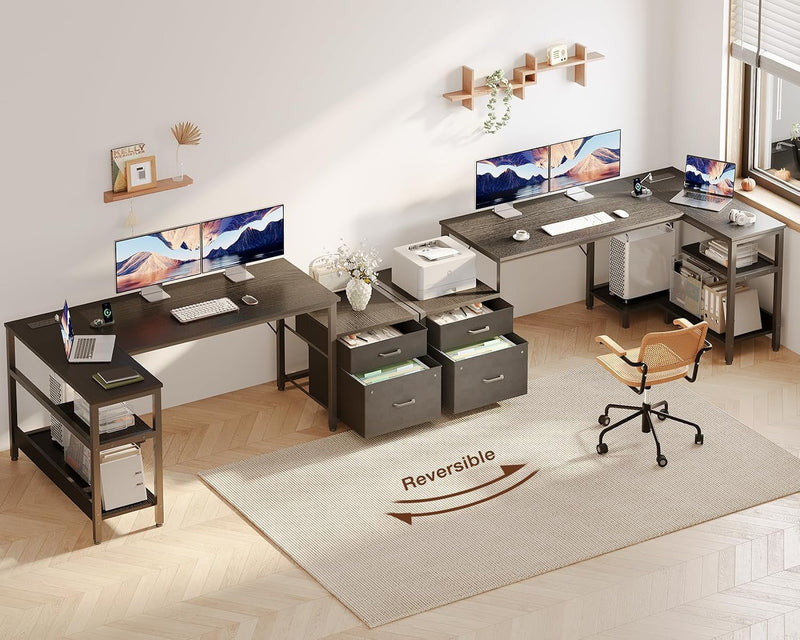 Corner Desk with Drawers 160x80CM L Shaped Computer