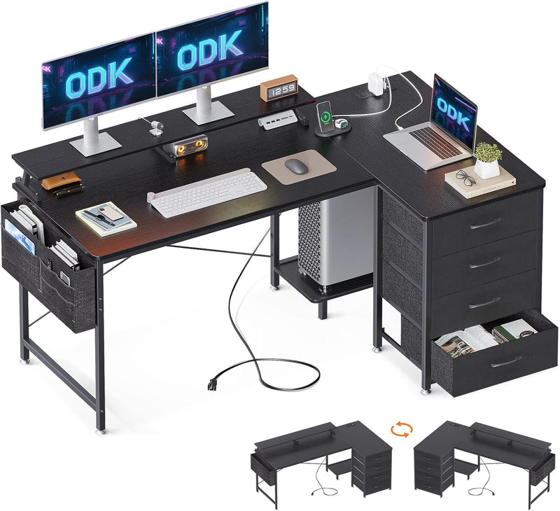 Corner Desk with Drawers L Shaped Computer