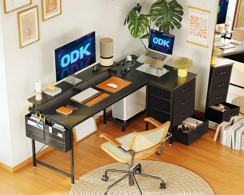 Corner Desk with Drawers L Shaped Computer