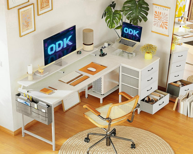 Corner Desk with Drawers L Shaped Computer