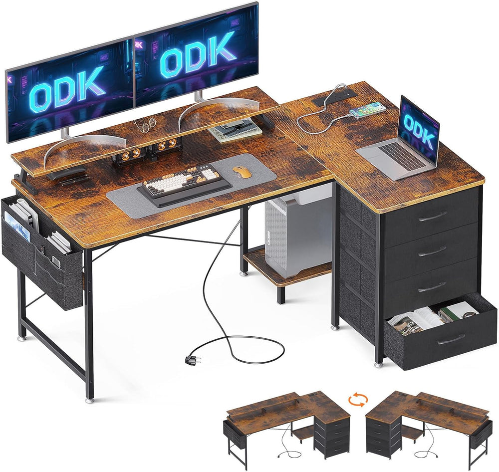 Corner Desk with Drawers L Shaped Computer