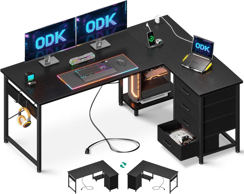 Corner Desk with Drawers L Shaped Computer 135