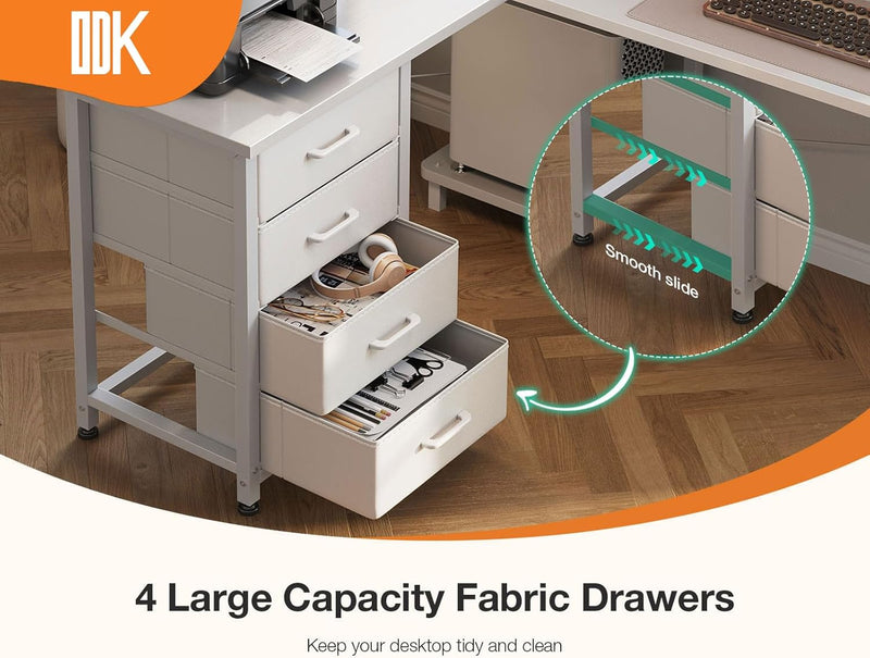 Corner Desk with Drawers Reversible L Shaped Computer