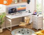 Corner Desk with Drawers Reversible L Shaped Computer
