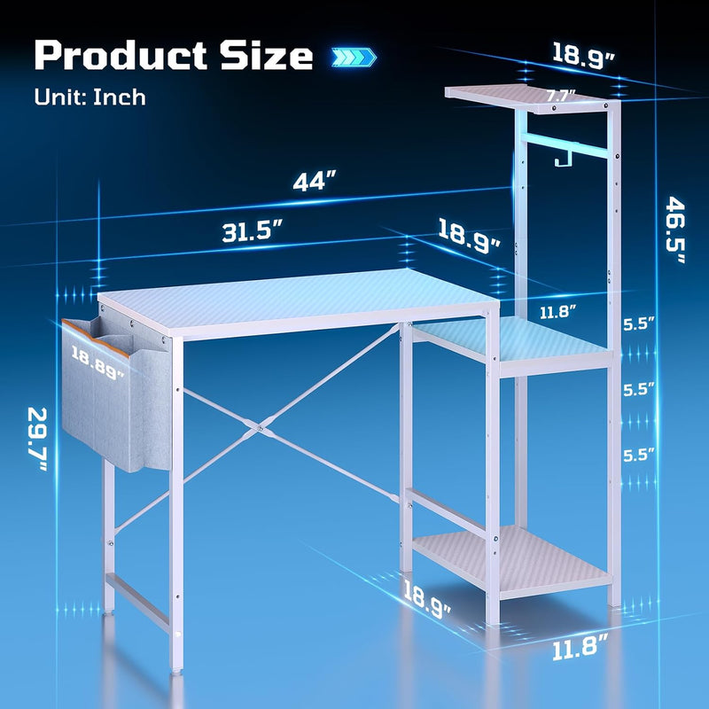Corner Desk with Power Outlets Large Computer