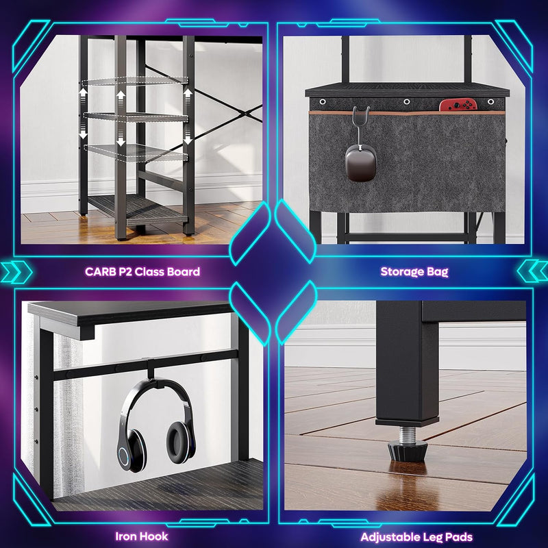 Corner Desk with Power Outlets Large Computer
