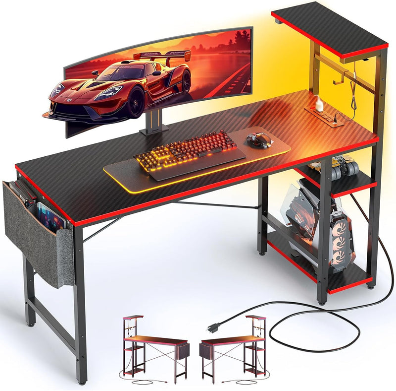 Corner Desk with Power Outlets Large Computer