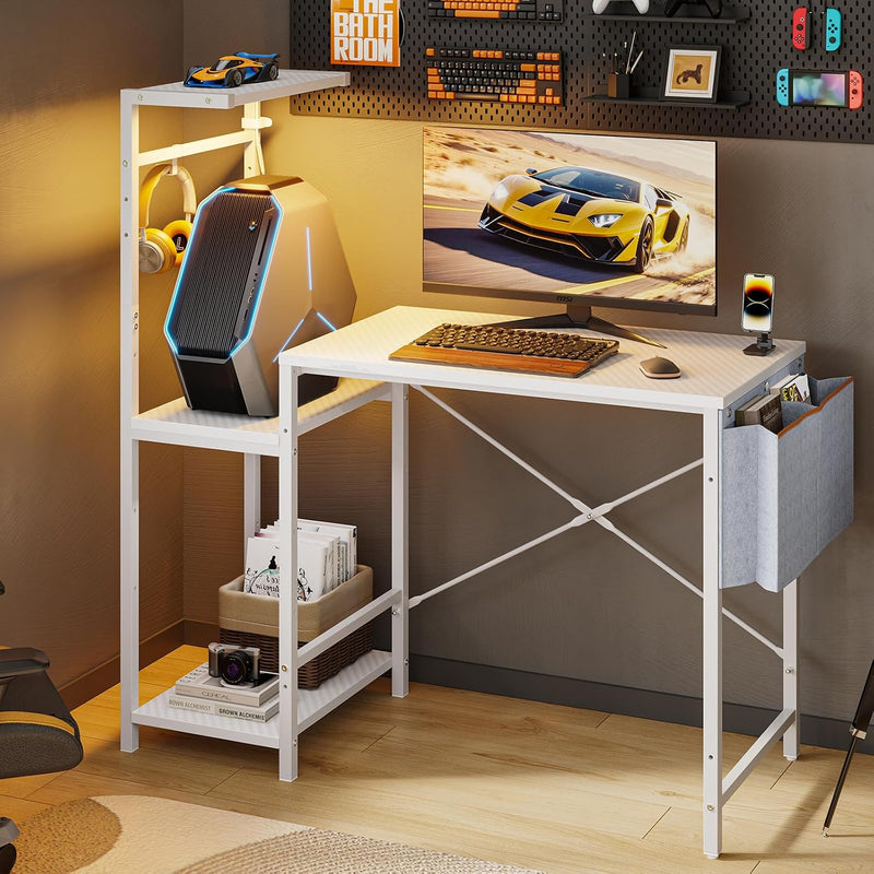 Corner Desk with Power Outlets Large Computer