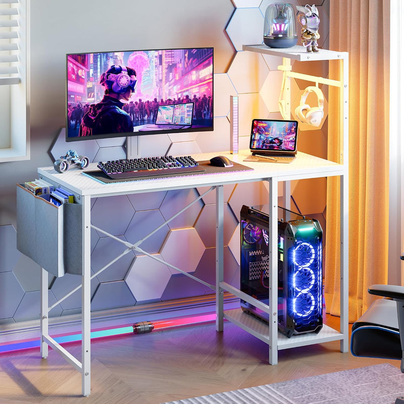 Corner Desk with Power Outlets Large Computer