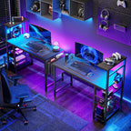 Corner Desk with Power Outlets Large Computer