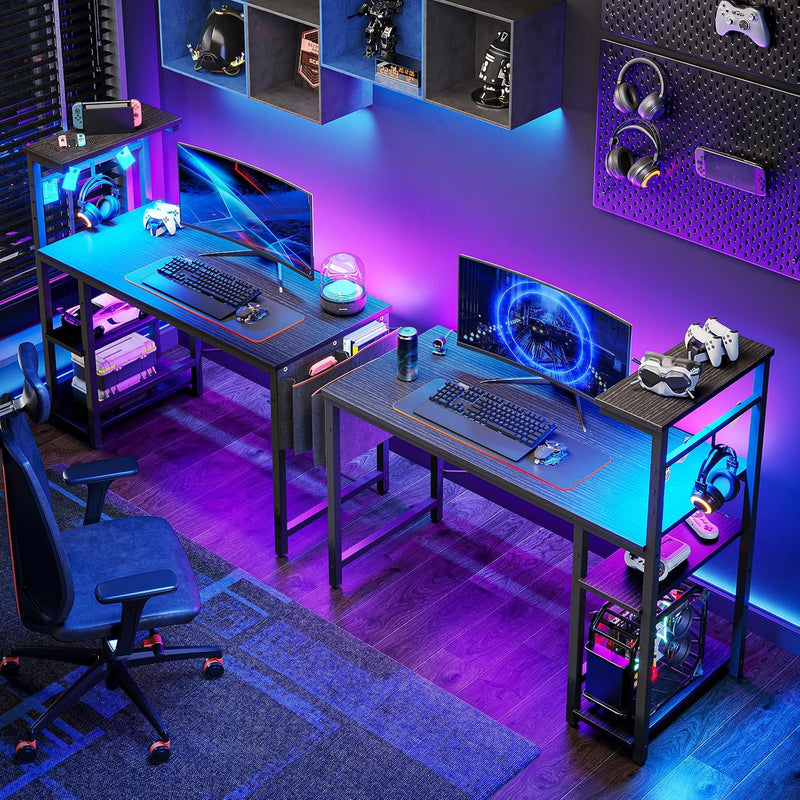 Corner Desk with Power Outlets Large Computer