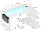 Corner Gaming Desk with LED 1 Reversible Socket