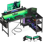 Corner Gaming Desk with LED 1 Reversible Socket