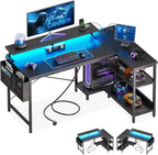 Corner Gaming Desk with LED 1 Reversible Socket