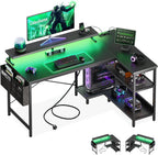 Corner Gaming Desk with LED 1 Reversible Socket