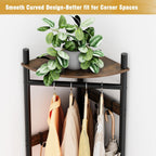 Corner Hall Tree Coat Rack with 4-Tier Shelves