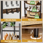Corner Hall Tree Coat Rack with 4-Tier Shelves